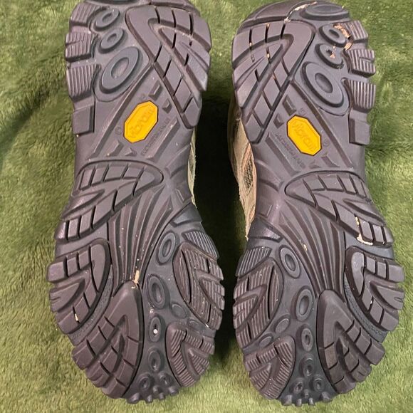 Merrell Mens Performance Hiking Shoes US 7 Olive Suede & Mesh Vibram Sole - Picture 4 of 7